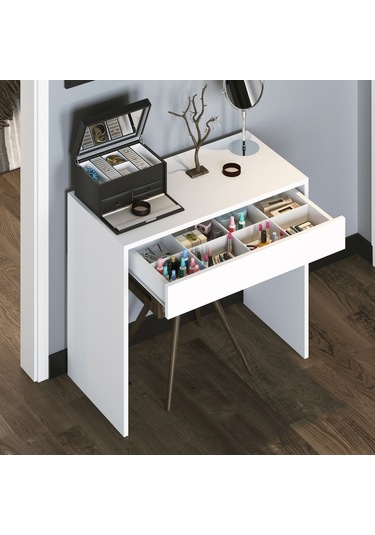 Arya Novella Kulpsuz Mode Çekmeceli Makyaj & Calışma Masası / Dresuar Beyaz