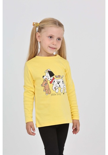 Toontoy Kız Çocuk Köpekli Ayı Baskılı Sweatshirt Koyu Sarı