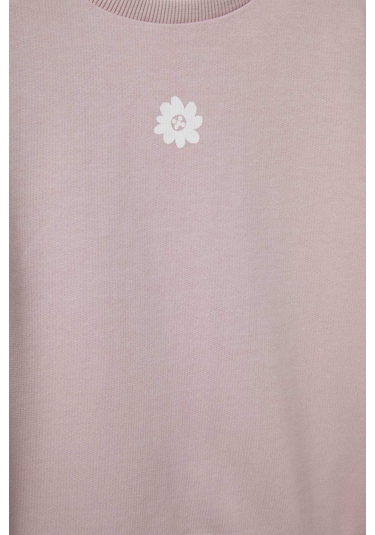 Defacto Kız Bebek Bisiklet Yaka Çiçekli Sweatshirt E8351a525aupr345 Mor