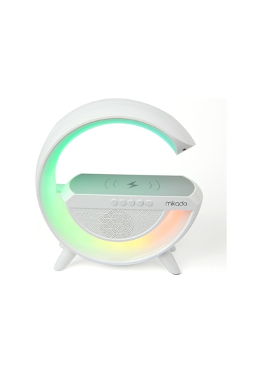 Mikado Md-g111 Beyaz 10w 1800mah Bt/tf/usb/15w Wireless Şarj Rgb Işıklı Speaker