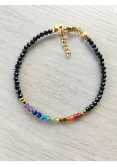 Doğaltaş Minimal Kesim Spinel Taşı Çakra Bileklik 3 Mm Çok Renkli