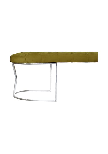 VİEGO SILVER HARDAL-Kapitoneli Model Puf&Bench&Koltuk-Oturak-Uzun Makyaj Puff-Yatak Odası Ucu&Önü