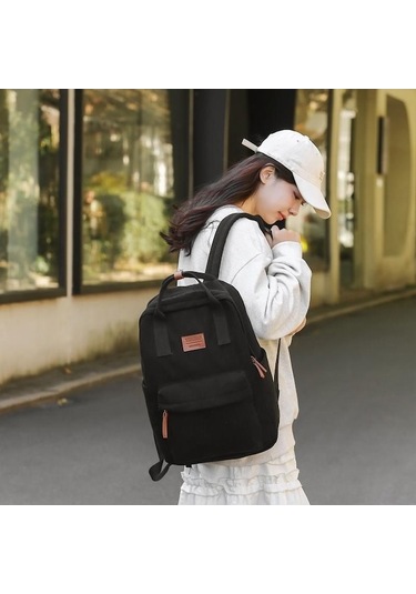 Trendooze Siyah Sırt Sırt Seyahat Okul Öğrenci Kız Kadın Kadife Çantası Çantası Çantası Oh Siyah
