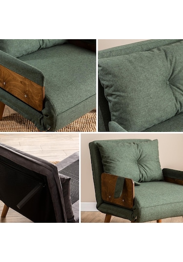 Pafu Cosmo Tekli Katlanır Yataklı Koltuk - Keten Haki Haki