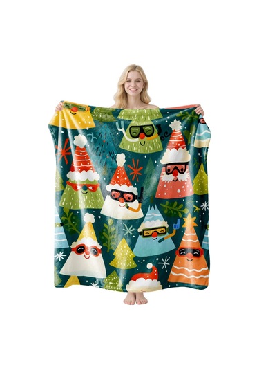 Noel Fral Küçük Battaniye Festival Atmosferi Pratik Kullanım-mt-flr-222 150 130 Yeşil