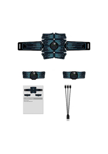 Samdoo Kas Geliştirici Seti: Karın Ve Kol Kemerleri, 10 Mod 20 Şiddet, Lcd Ekranlı, Usb Şarjlı Pil 3 Ana Ünite + 3 Kemer Mavi