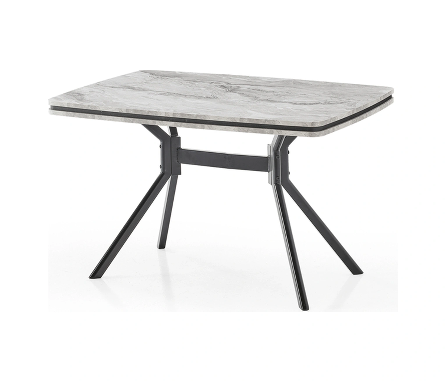 Dengema Koza Bank Yemek Masası Takımı 80 120 Cm Gri Mermer, 2 Antrasit Bank, 2 Sandalyeli Gri Mermer - Antrasit Bank