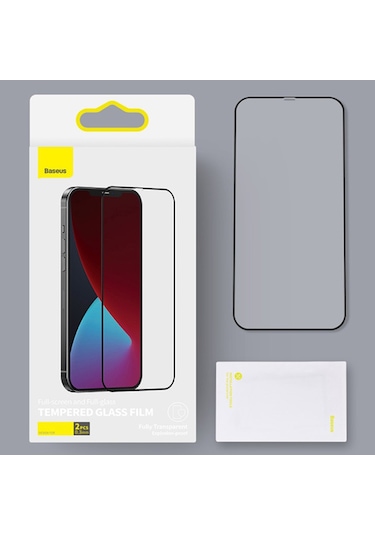 Baseus Apple Uyumlu   iPhone 12 Mini Full Anti Blue Light Koruyucu 2Adet Siyah