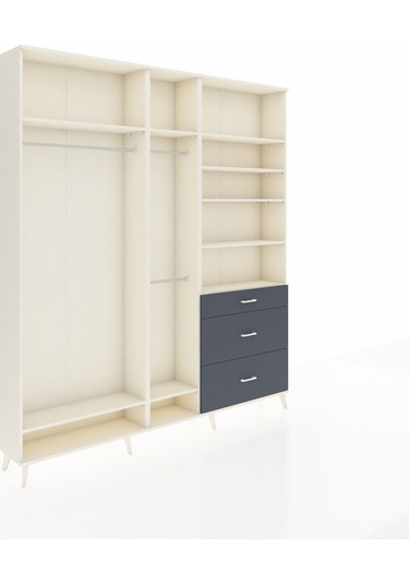 Arges Dolap 9 Raflı 3 Çekmeceli 3 Askılı 220x30x243 Aytaşı-aytaşı/antrasit Aytası/antrasıt