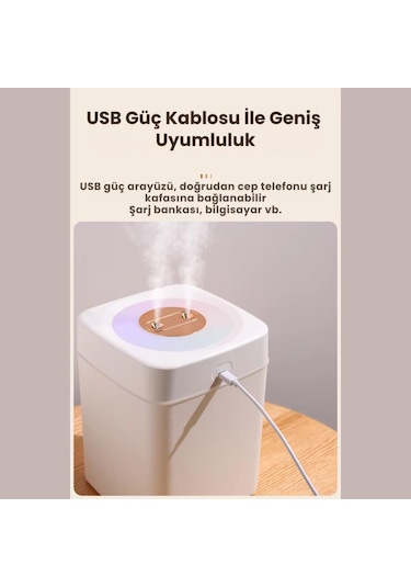 Polham 3 Litre Nano Ultrasonik Çift Püskürtmeli Hava Nemlendirici, Buhar Makinası, Koku Eklenebilir