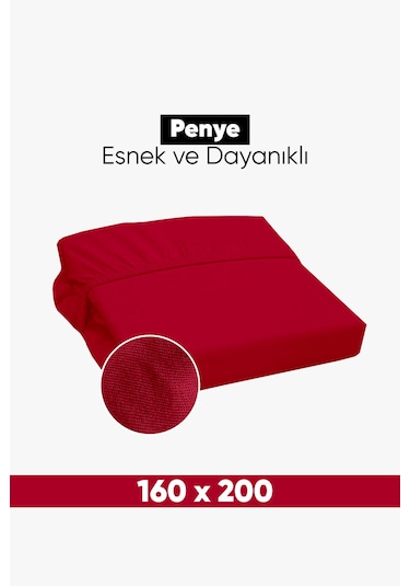 Penye Lastikli Çarşaf Pamuklu Jersey Çift Kişilik 160x200cm Bordo Bordo