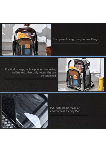 Skycity Şeffaf Pvc Materyalli Su Geçirmez Gezgin Çift Omuzlu Büyük Kapasiteli Sırt Çantası Mor Mor