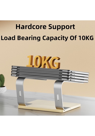 G1 Masaüstü Dizüstü Standı Alüminyum Alaşım + Ahşap Dizüstü Bilgisayar Isı Dağıtımı Yükseltme Braketi - Siyah