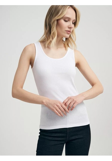 Tvoe Düz Renkli, Geniş Askılı Temel Bir Atlet, Ceket Altında 14804227 Beyaz