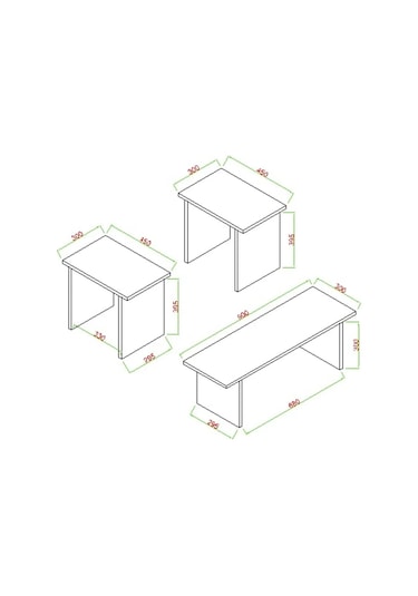 Olive 3'lü Orta Zigon Sehpa Takımı Traverten Desenli Traverten