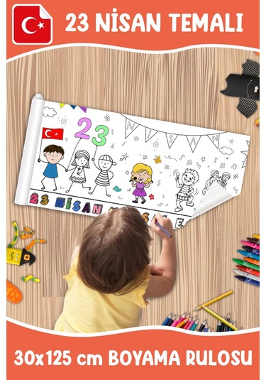 Melolisa 23 Nisan Temalı Boyama Rulosu 30x125 Cm