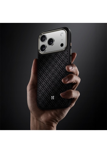 Apple Uyumlu iPhone 17 Pro Max Kılıf M-safe Özellikli Benks Armorpro Armorgrid Serisi Kevlar Kapak Siyah Siyah