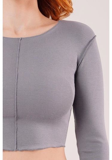 Ters Dikişli Basic Antrasit Body Bluz Antrasit