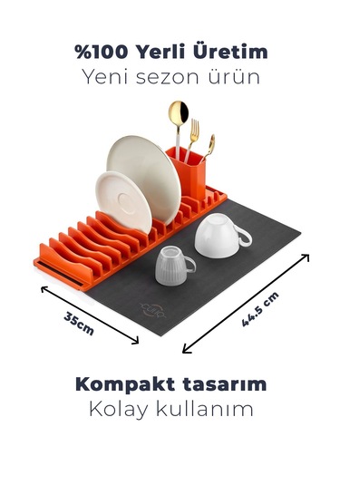 Tabak & Çatal- Kaşık Düzenleyici Dayanıklı Plastik Mutfak Gereci Turuncu