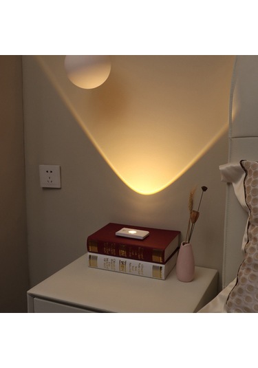 Kangvka Güneşin Altı Işık Tipi Yükseltilmiş Lensli Manyetik Led Gece Lambası, Usb Şarjlı, Vücut Algılama, Odalar/dolaplar İçin 1w Sıcak Işık Beyaz Kasa Beyaz
