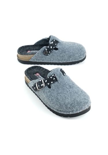 Gezer Kadın Kışlık Rahat Taban Tek Toka Ayarlanabilir Keçe Ev Bahçe Terlik Gt1kze.16149.03.019.k51 Gri