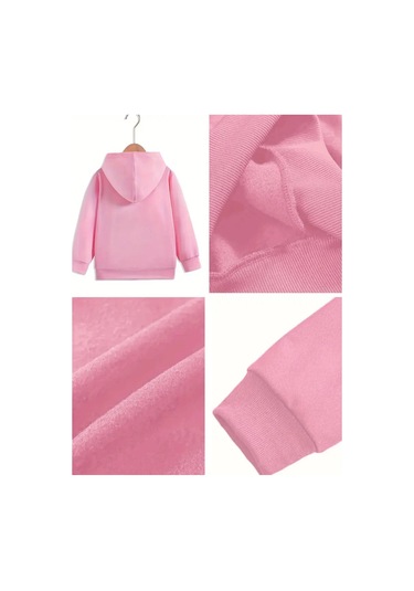 Kışlık Kapüşonlu Sweatshirt, Çocuk Ayı Suprise Baskılı Pembe