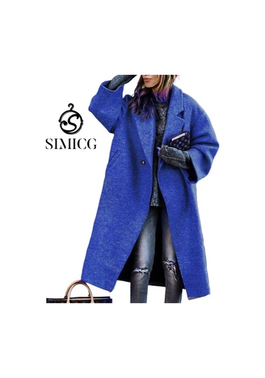 Kadınlar İçin Mizaçlı İşe Gidip Gelme Kemersiz Yaka Bol Kesim Yünlü Yeşil Ceket Sarı