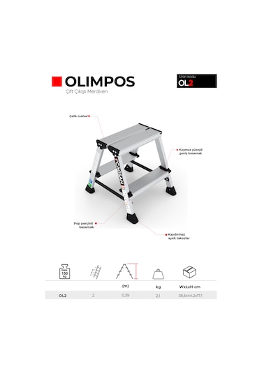 Çağsan OL2 2 Basamaklı Olimpos Çift Çıkışlı Merdiven