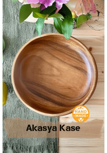 El Yapımı Akasya Ağacı Ahşap Kase 35 Cm X 9 Cm Ahşap