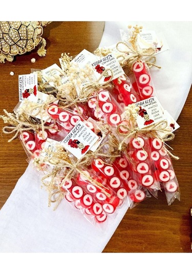 Kırmızı Kalp Düğün, Nişan, Kına, Doğum Günü Şekeri 50 Adet