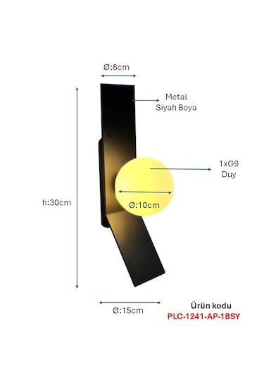 Siyah Boyalı Aplik Plc-1241-ap-1bsy Siyah