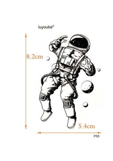 3d Astronot Uzay Gerçekçi 3 Boyutlu Tattoo Kol Bilek Omuz Sırt Dövmesi