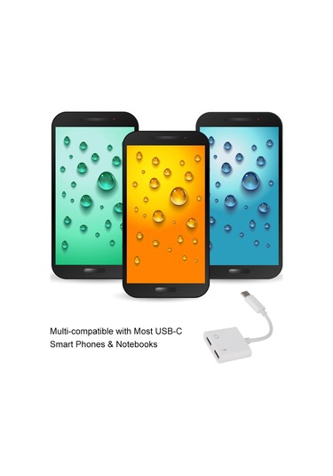 Dofolink Usb-c Çift Port Ses Adaptörü - Hızlı Şarj, Müzik Dinleme, Konuşma Ve Kısa Mesaj Kontrolü - Beyaz Tüm Cep Telefonları İçin Uyumlu