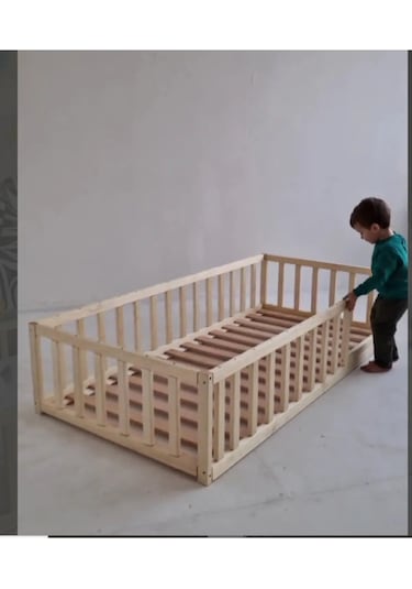 Pinoxi Masif Ahşap Naturel Karyola Çocuk Yatağı 90 x190 CM