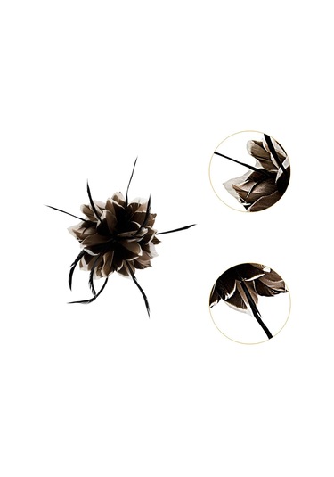 Suntek Çiçek Tüy Broş El Yapımı Saç 28,5-cm-kahverengi Kahverengi