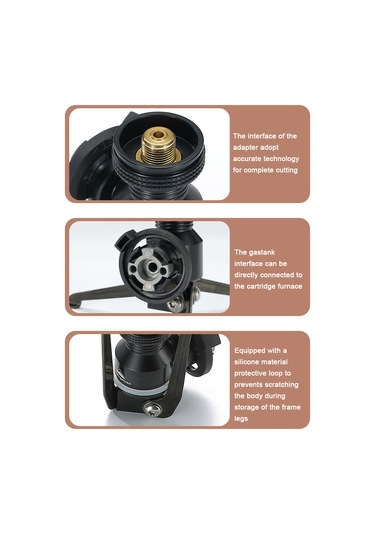 Campingmoon-katlanır Alüminyum Alaşımlı Gaz Sobası Adaptörü Tripod-siyah Siyah