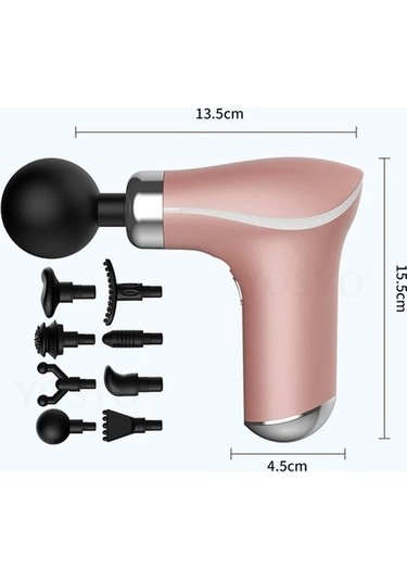 8 Değiştirilebilir Başlıklı Kompakt Güçlü Masaj, Derin Doku Kas Rahatlaması Için Kablosuz Ve Şarj Edilebilir Masaj Cihazı Kh-325 Oyn8xa Çok Renkli
