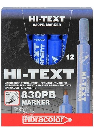 Hi-text 830b Koli Kalemi Yuvarlak Uçlu Permanent 12 Adet - Mavi