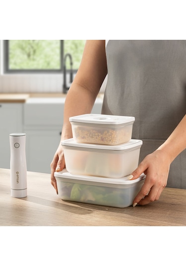 Emsan Freshlock Vakum Makineli 3'lü Saklama Kabı Beyaz