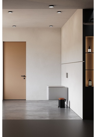 Zift Unique Mat Siyah Çöp Kovası- Vintage Model Ahşap Desenli 5lt Kovalı Çöp Kutusu, Amortisörlü Çöplük Siyah