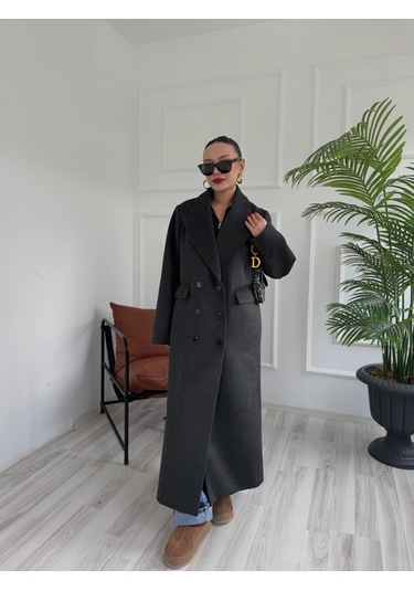 Keymoda Kadın Premium Kalite Kaşe Kaban Siyah Siyah