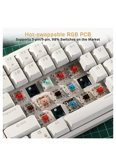 K-620 Ayrılabilir Type-c Kablolu Brown Switch Hot Swap Mekanik Klavye