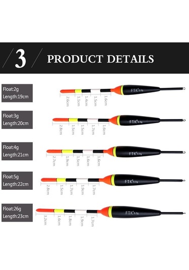 Ftk Barguzinsky Köknar Sarı Siyah 10 Adet/grup Balıkçılık Şamandıra Uzunluğu 15.5-17 Cm Şamandıra Ağırlığı 2g-6g Float 2g Length 19cm