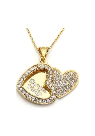 Modagümüşevi Aşkım Kalbimde Saklı Isim Yazılan Açılan Kalp Altın Kaplamalı Gümüş Kolye