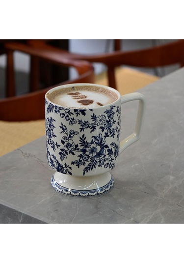 Aurora Mavi Ve Mavi Seramik Ultra Büyük Kapasiteli Kupa Seramik Kahve Fincanıhediye Fincanı İle Yüksek Degerli Kahvaltıfincanısu Bardağı Mavi - Beyaz