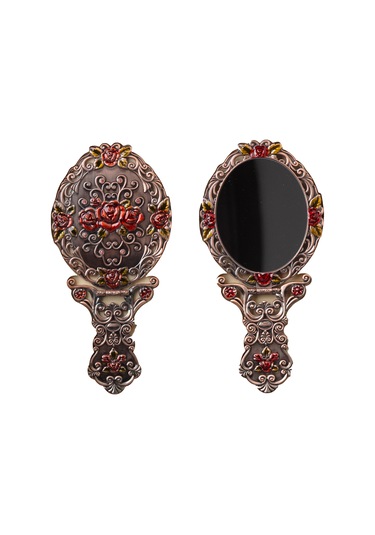 Otantik İşlemeli Taşlı Zamak Döküm Katlanır El Aynası