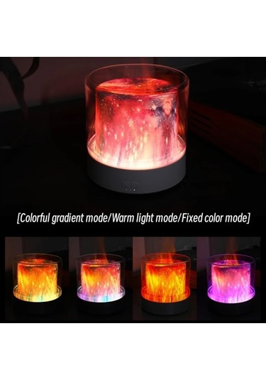 Sones Renkli Işık Alev Aromaterapi Nemlendirici Ev Ortam Işığı Masaüstü Koku Difüzörü