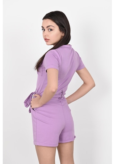 Koza Butik Kemerli Fermuarlı Kısa Kollu Şortlu Tulum 9034 001
