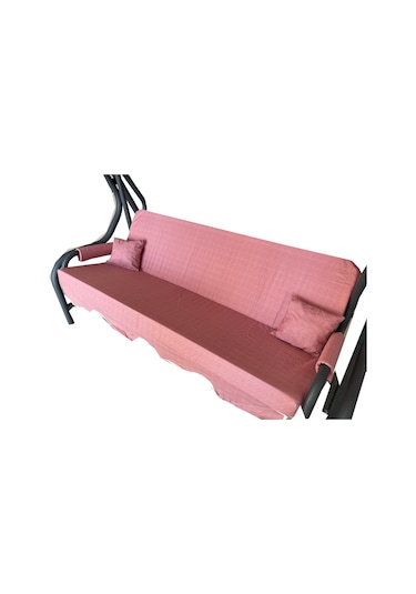 3 Kişilik Salıncak Minder Seti Süngerli Kılıfı Gül Kurusu Bahçe (547462436)