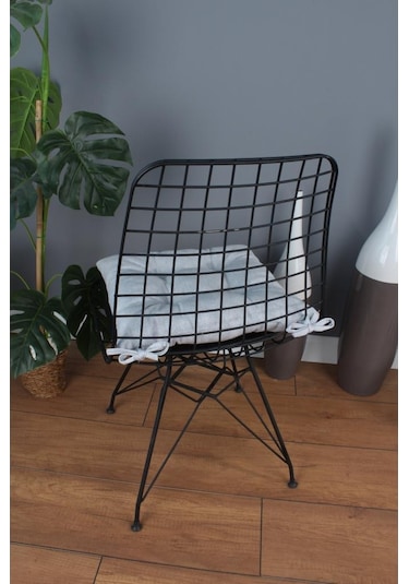 Altınpamuk Altınpamuk Beta Pofidik Gri Sandalye Minderi Bağcıklı 40X40Cm